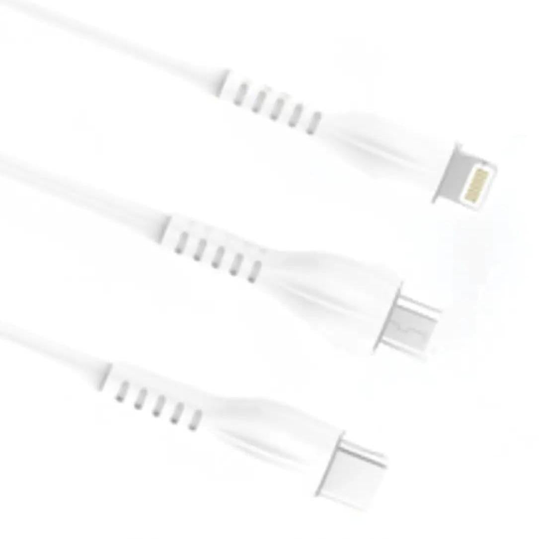 3-in-1 USB to Type C, Lightning and Micro Charging Cable (1.2m)