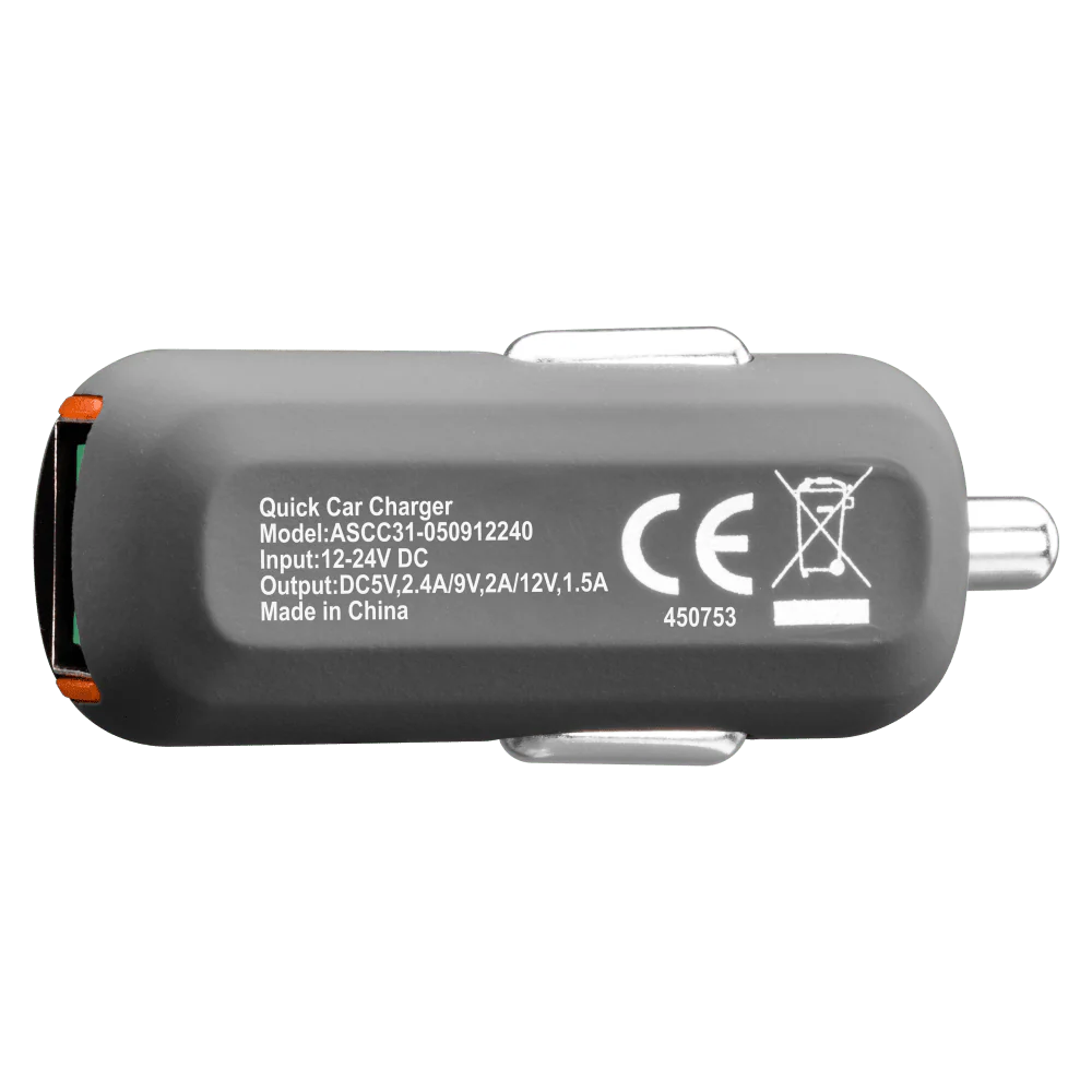 24W ULTRAFAST USB A Car Charger and USB A to Micro USB Cable