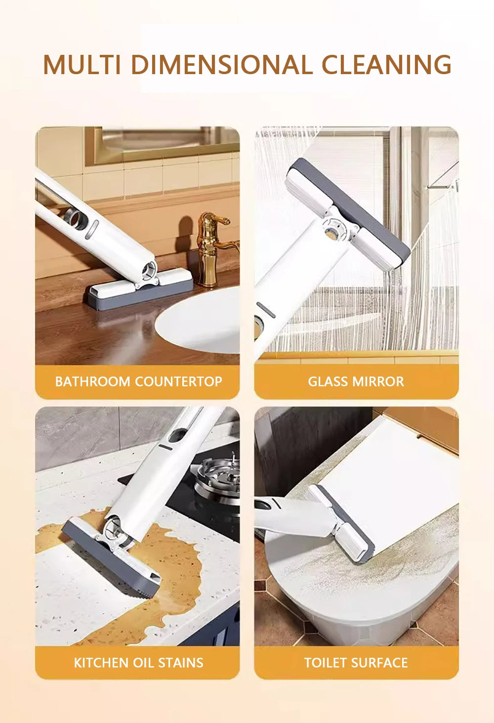 Mini Mop - Compact Self-Squeezing Cleaning Tool for Floors, Windows, Desks, and Cars