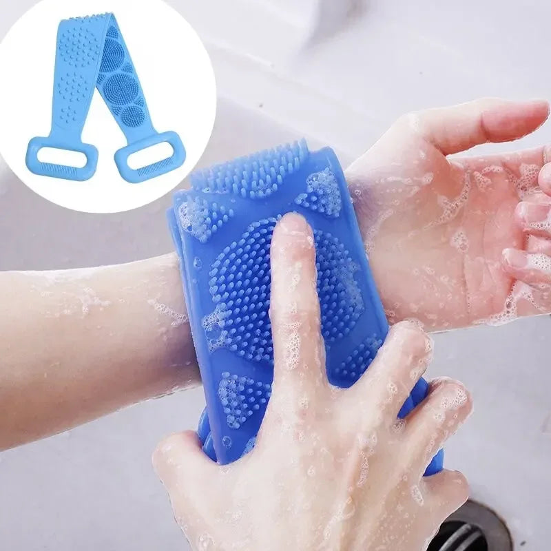 Silicone Body Sponge & Shower Scrubber - Exfoliating Massage Belt for Skin Cleaning