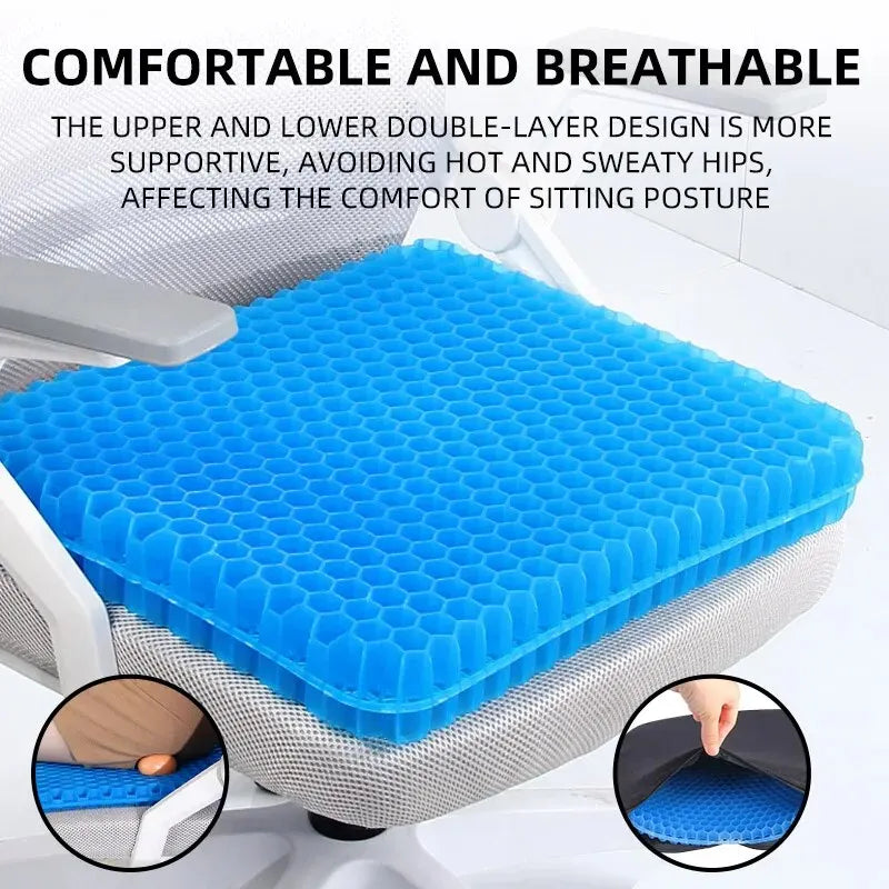 Gel Seat Cushion - Honeycomb Design for Pressure Relief, Tailbone & Back Pain Relief