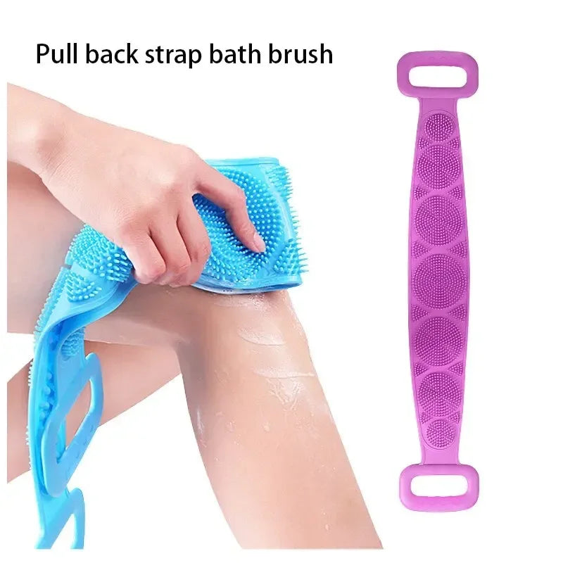 Silicone Body Sponge & Shower Scrubber - Exfoliating Massage Belt for Skin Cleaning