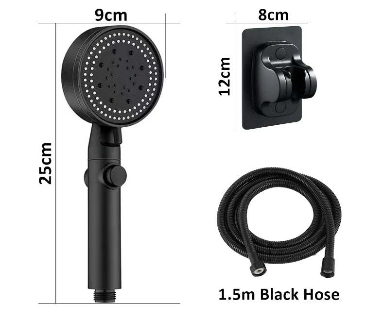 High-Pressure Shower Head Set - 5 Adjustable Modes with Hose & One-Touch