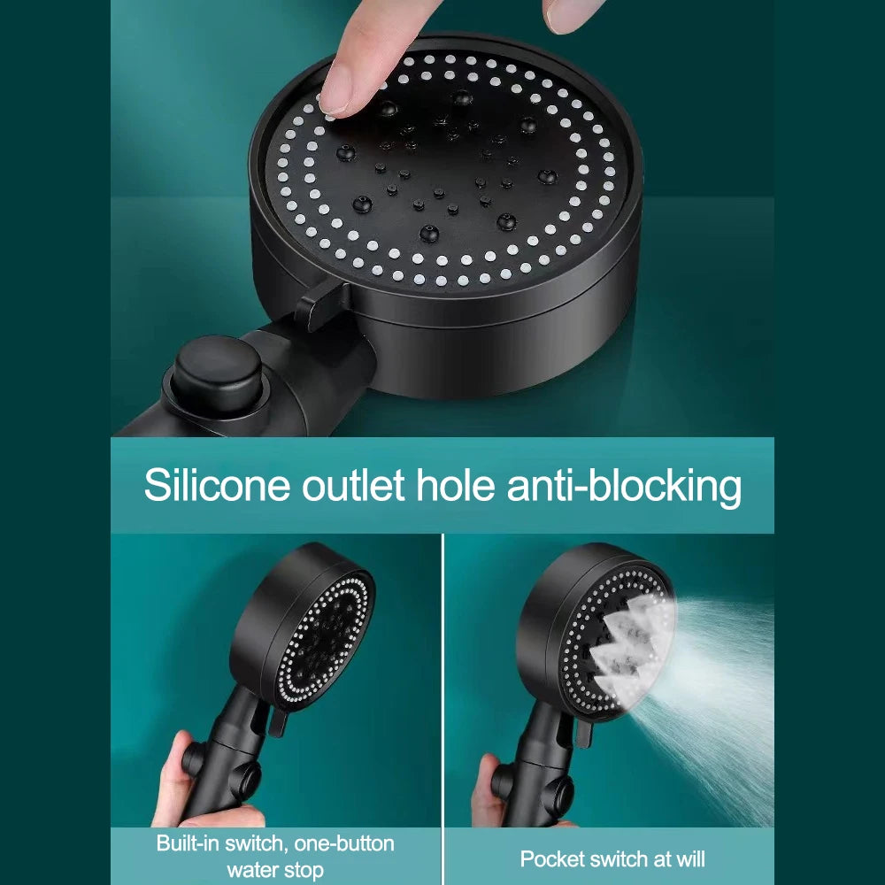 High-Pressure Shower Head Set - 5 Adjustable Modes with Hose & One-Touch