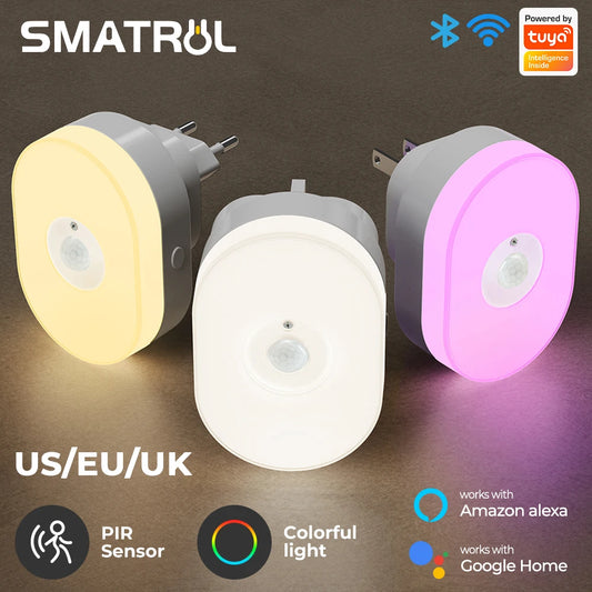 WiFi Smart LED Night Light with PIR Motion Sensor, RGB/Warm White, App/Voice Control for Alexa & Google Home