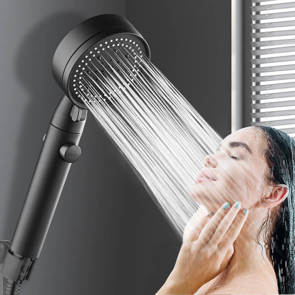 High-Pressure Shower Head Set - 5 Adjustable Modes with Hose & One-Touch