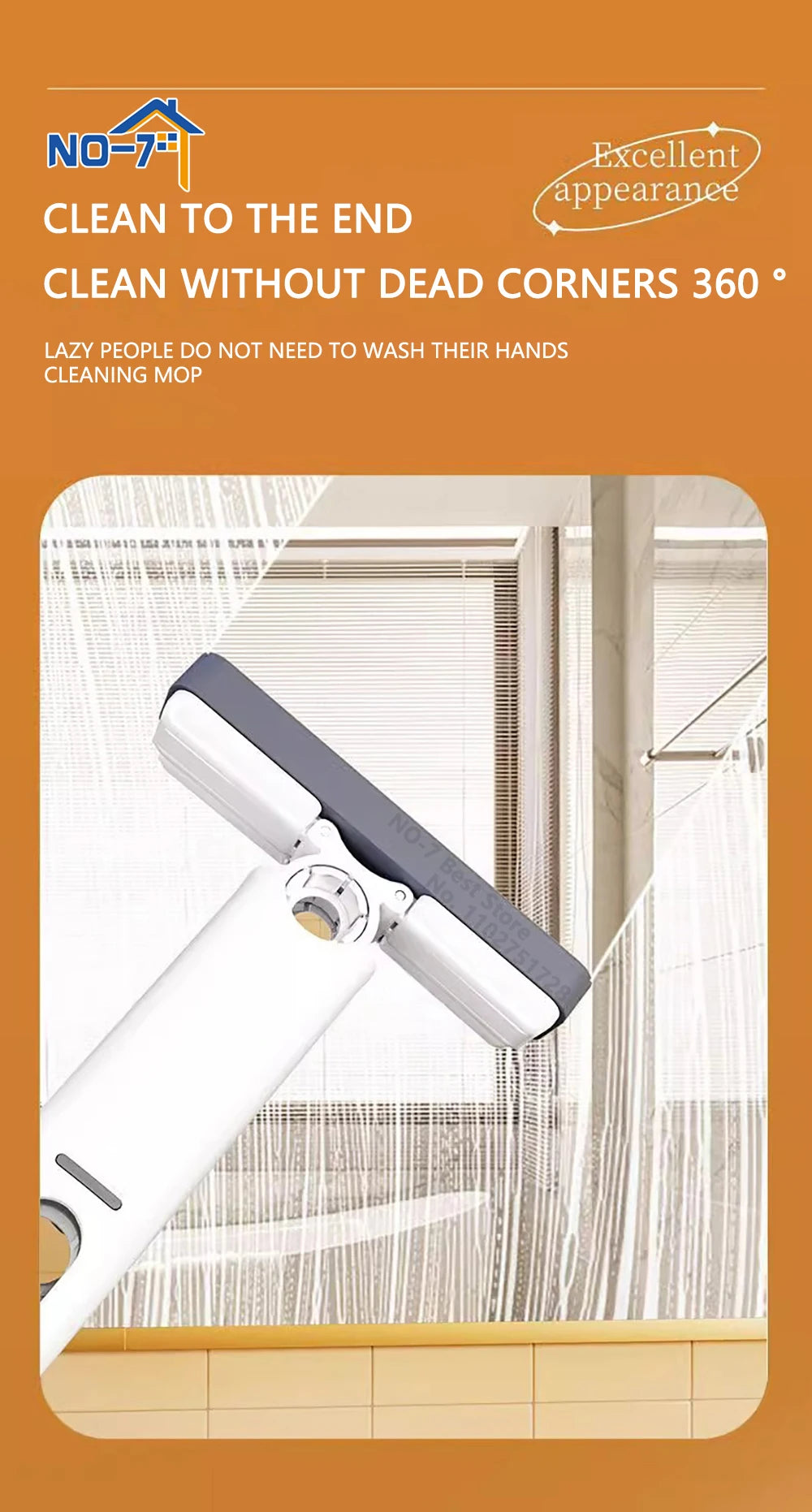 Mini Mop - Compact Self-Squeezing Cleaning Tool for Floors, Windows, Desks, and Cars