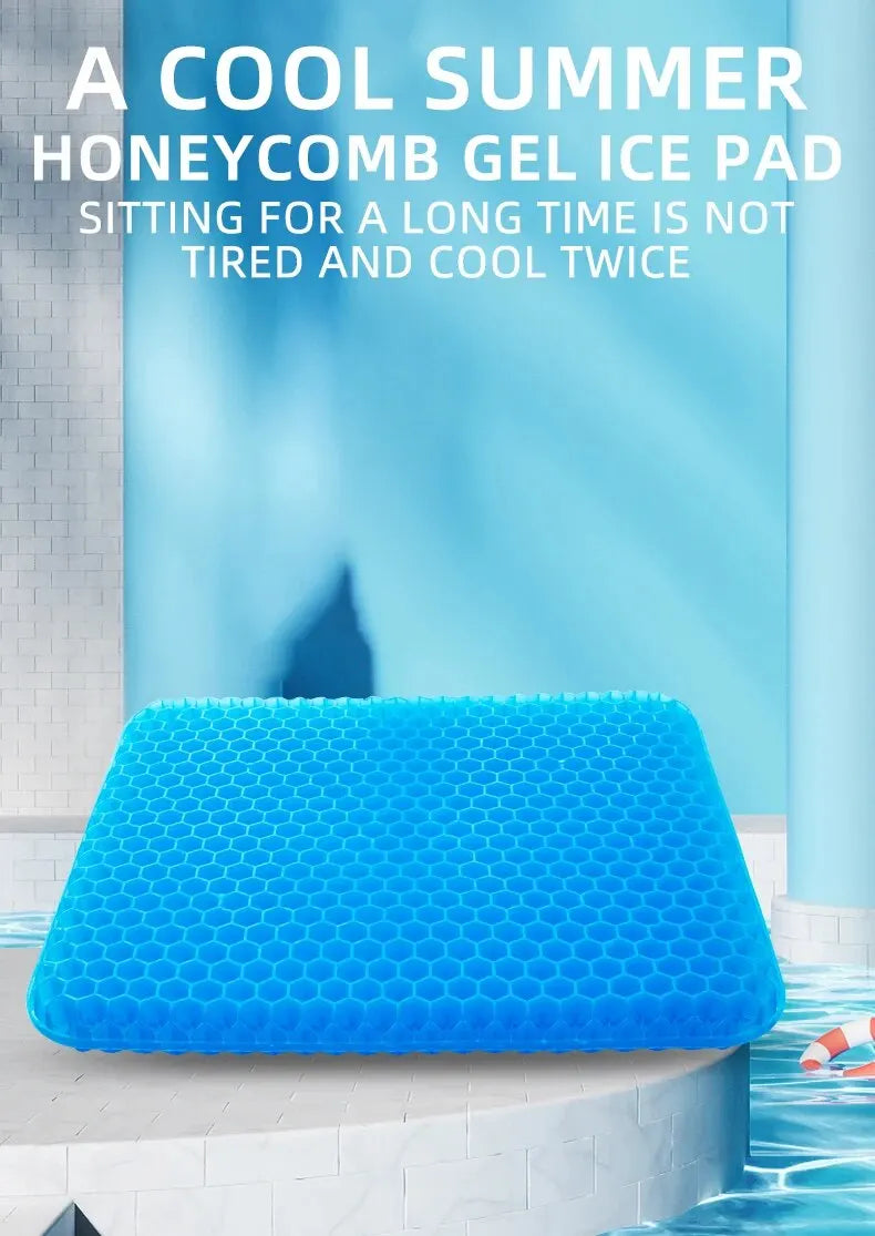 Gel Seat Cushion - Honeycomb Design for Pressure Relief, Tailbone & Back Pain Relief