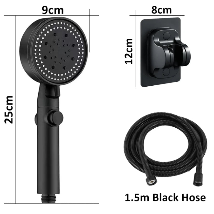 High-Pressure Shower Head Set - 5 Adjustable Modes with Hose & One-Touch