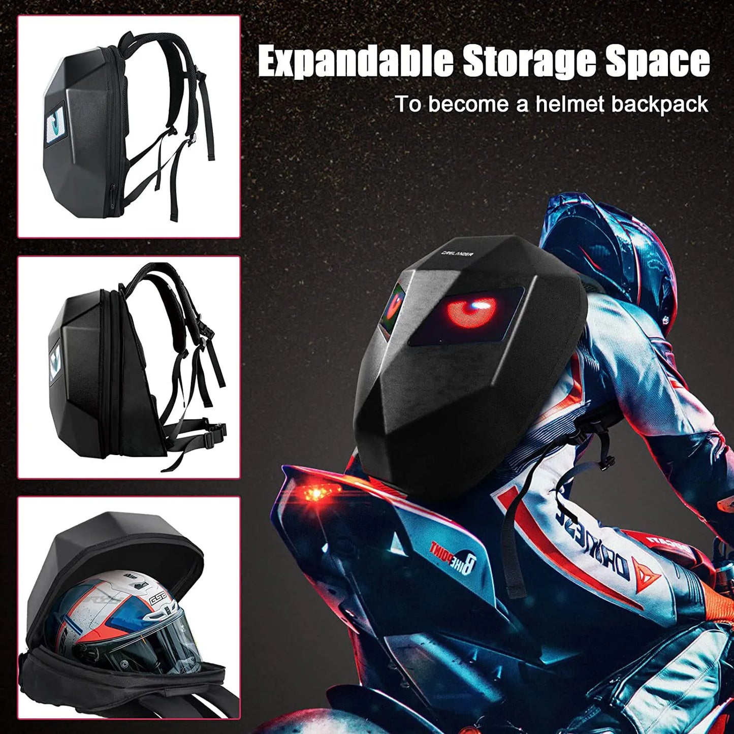 LED Eye Knight Smart Display Motorcycle Backpack